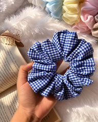 Blue and White Check Scrunchie