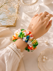 Botanical Mosaic Silk Scrunchie