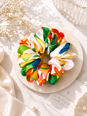 Botanical Mosaic Silk Scrunchie